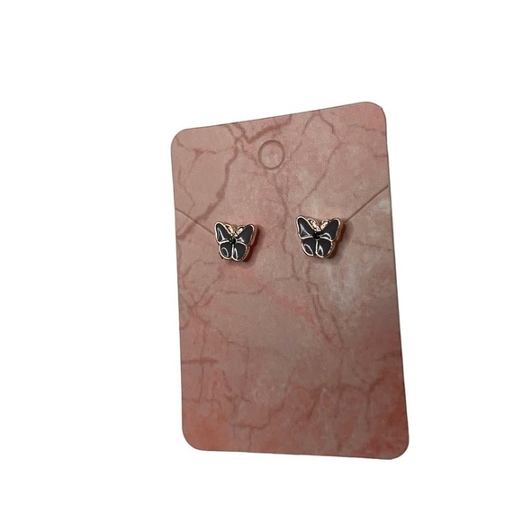 Rose gold butterfly, study earrings - Picture 2 of 3